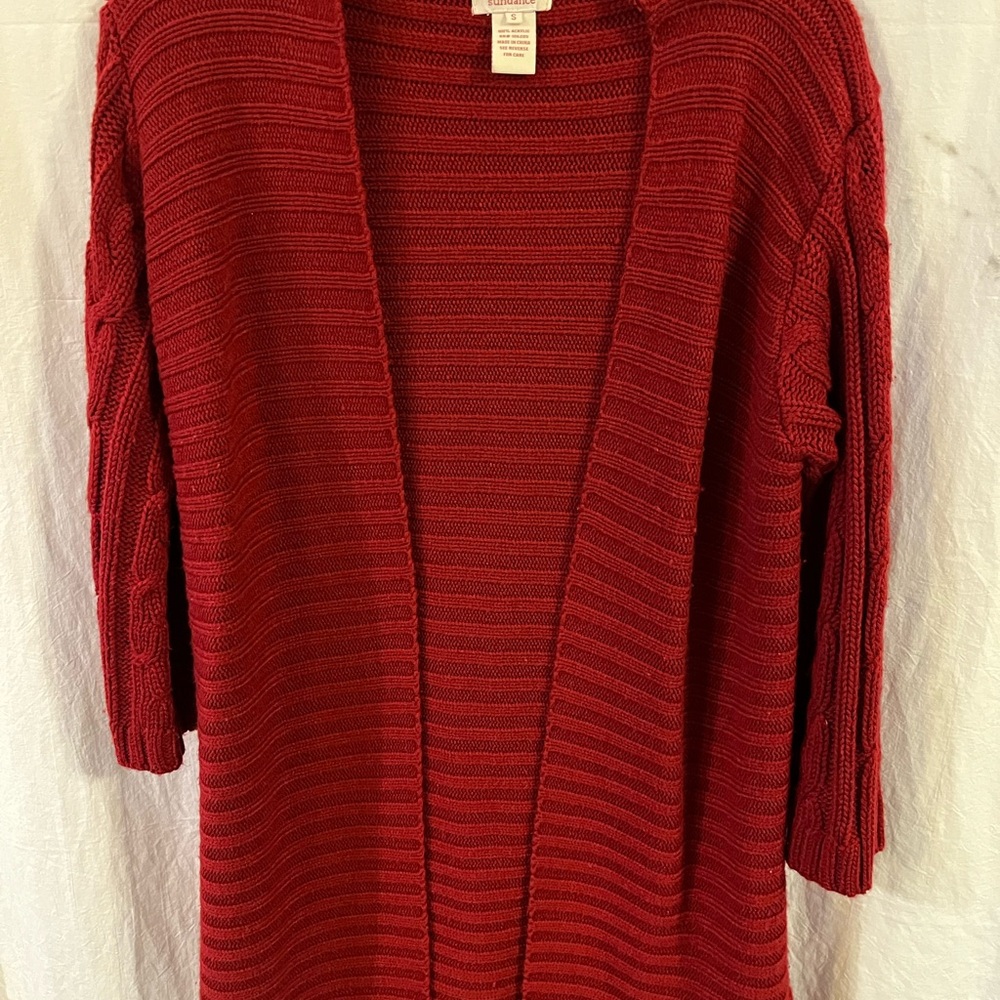 Sundance Deep Red Open-Front Cardigan